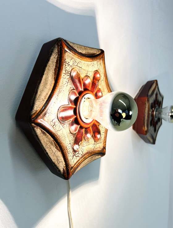 Image 1 of 2x Ceramic fat lava wall lamp