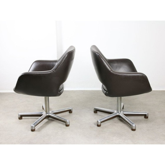 Image 1 of Vintage office chair in chocolate brown leather, Italy