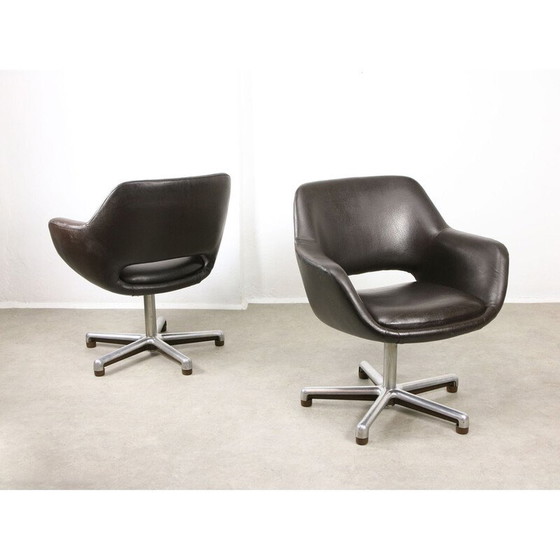 Image 1 of Vintage office chair in chocolate brown leather, Italy