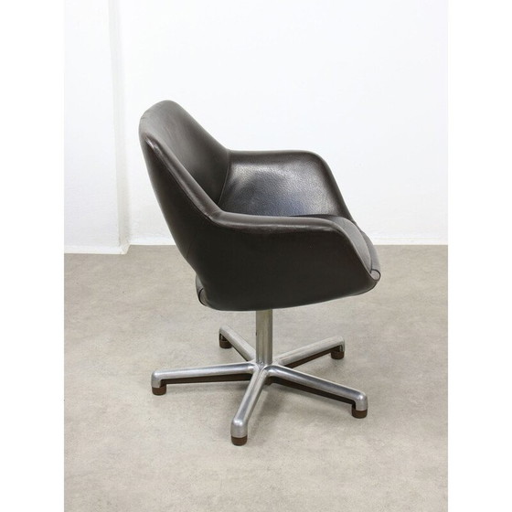 Image 1 of Vintage office chair in chocolate brown leather, Italy