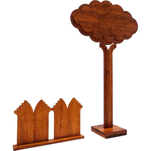 Mid-century wooden tree decorative sculpture by Giorgio Rastelli, Italy 1970s