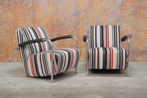 Deux fauteuils design Leolux Scylla en tissu