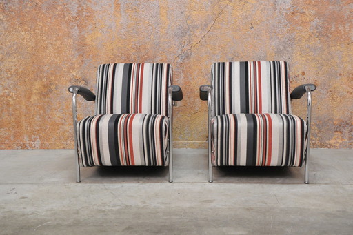 Deux fauteuils design Leolux Scylla en tissu