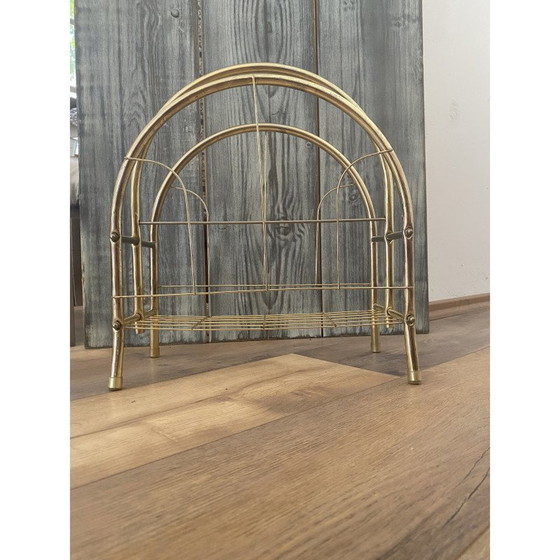 Image 1 of Mid-century brass magazine rack