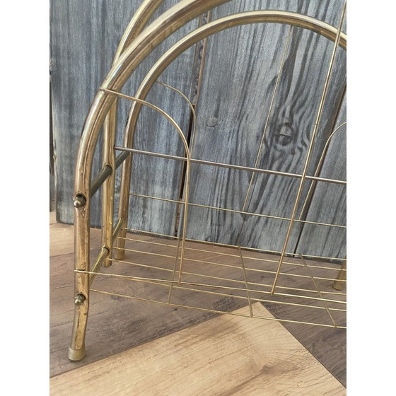 Image 1 of Mid-century brass magazine rack