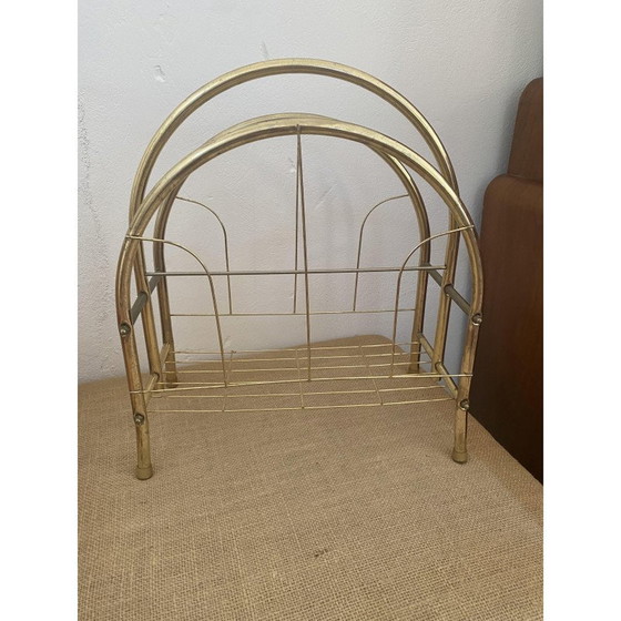 Image 1 of Mid-century brass magazine rack