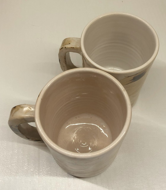 Image 1 of 4x Glazed Ceramic Cups Galerie Palissy À Vallauris