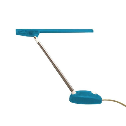 1990S Gorgeous Blue Table Lamp "Microlight" By Ernesto Gismondi For Artemide. Made In Italy