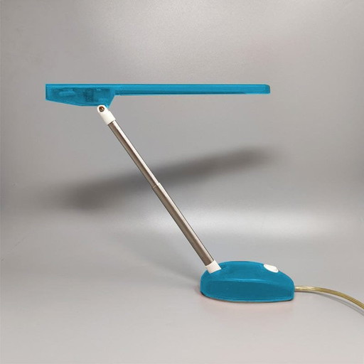 1990S Gorgeous Blue Table Lamp "Microlight" By Ernesto Gismondi For Artemide. Made In Italy