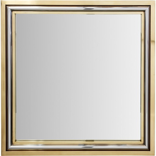 Vintage Italian mirror in brass and chrome by Romeo Rega, 1970