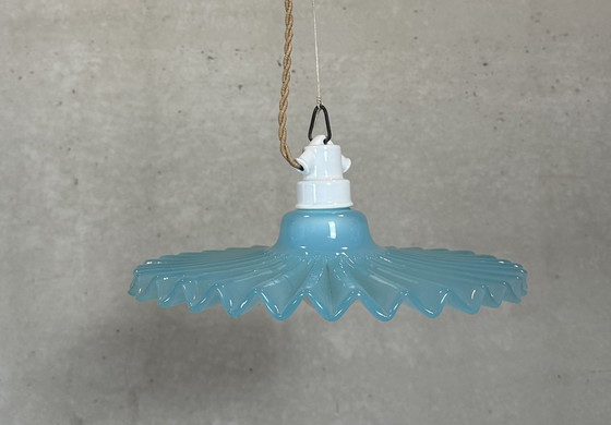 Image 1 of Vintage Collar Lamp - Glass And Porcelain