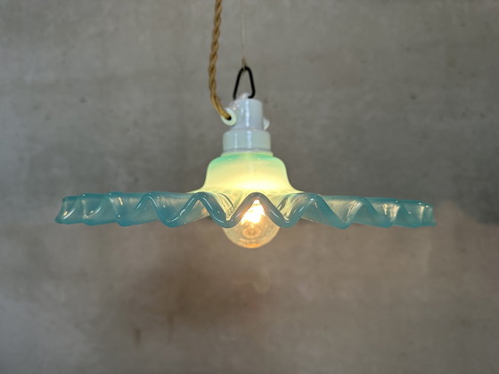 Image 1 of Vintage Collar Lamp - Glass And Porcelain