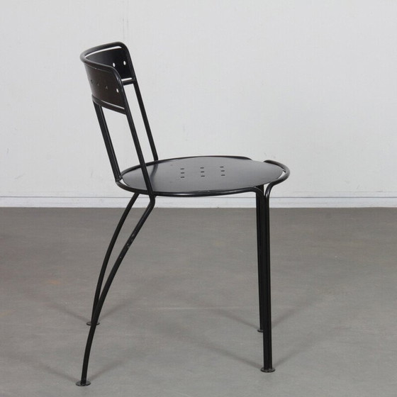 Image 1 of Vintage Palais Royal chair in black lacquered metal by Jean-Michel Wilmotte for Academy, 1986
