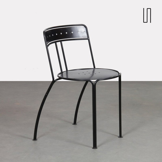 Image 1 of Vintage Palais Royal chair in black lacquered metal by Jean-Michel Wilmotte for Academy, 1986