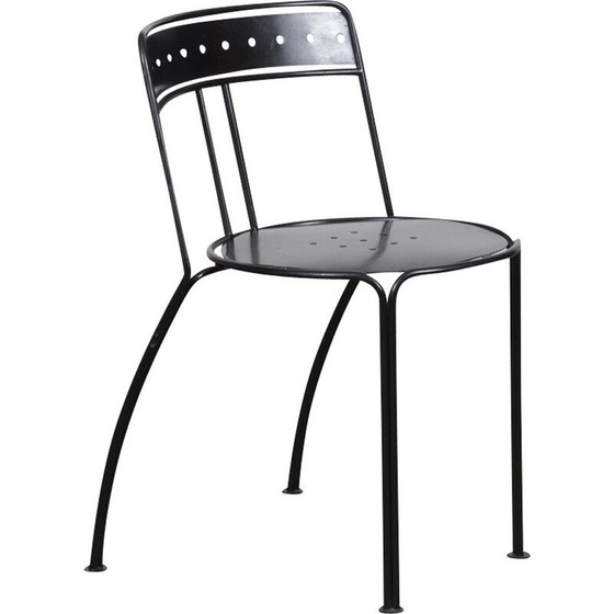 Image 1 of Vintage Palais Royal chair in black lacquered metal by Jean-Michel Wilmotte for Academy, 1986