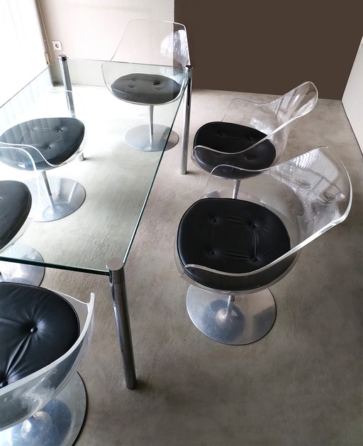 5x Formes Nouvelles champagne chairs