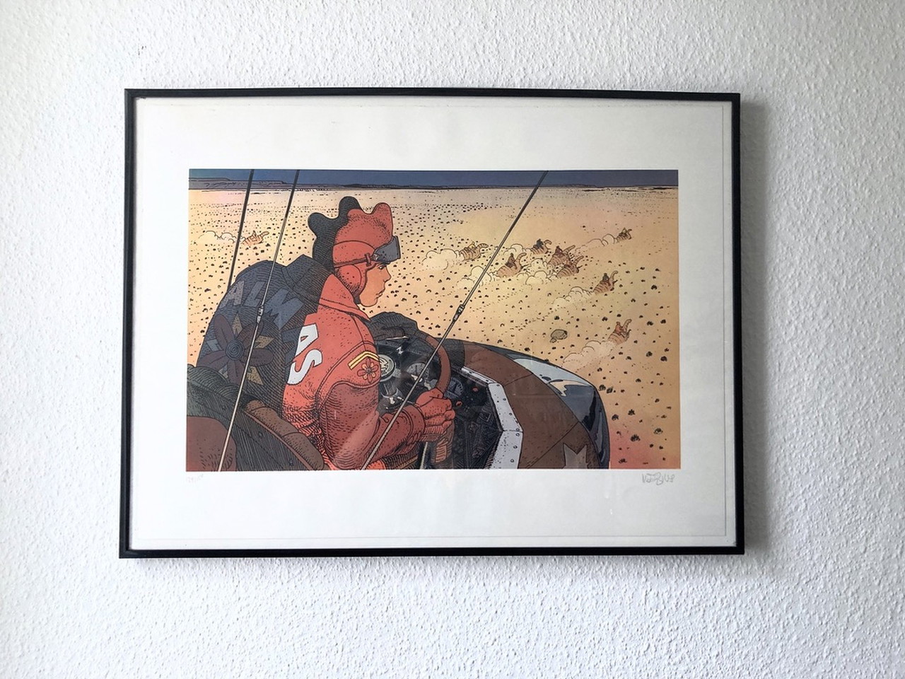 Moebius Jean Giraud, Pilot, 1980s, silkscreen print signed Moebius Jean Giraud, Pilot, 1980s, silkscreen print signed