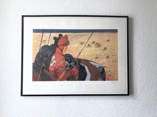 Moebius Jean Giraud, Pilot, 1980s, silkscreen print signed numbered 129/150