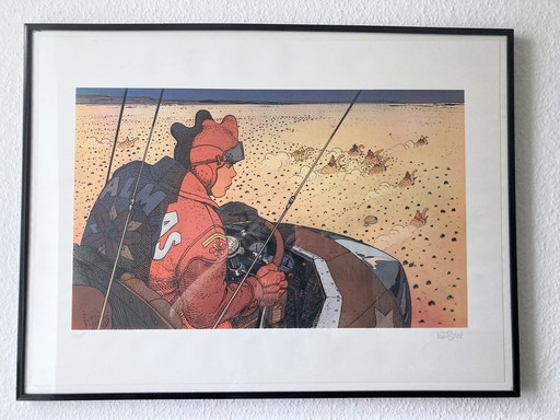 Moebius Jean Giraud, Pilot, 1980s, silkscreen print signed numbered 129/150