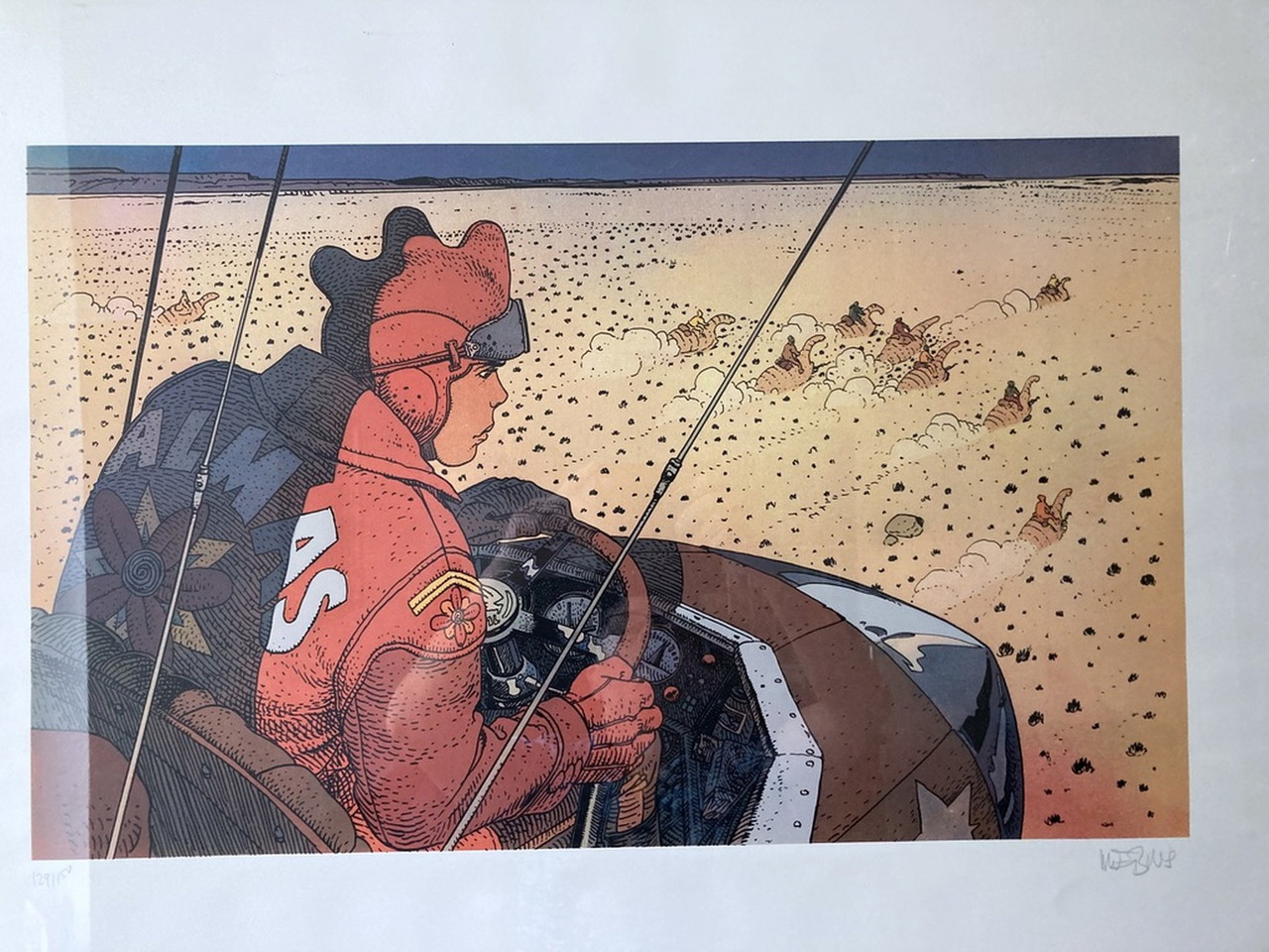 Moebius Jean Giraud, Pilot, 1980s, silkscreen print signed Moebius Jean Giraud, Pilot, 1980s, silkscreen print signed