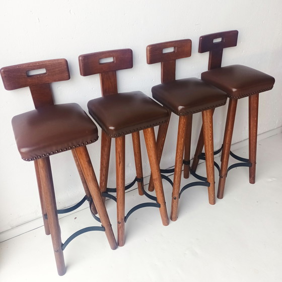 Image 1 of 3 + 1 Vintage brutalist bar stool