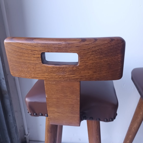 Image 1 of 3 + 1 Vintage brutalist bar stool