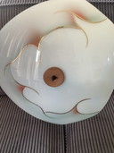 Plafonnier vintage en verre et teck