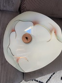Plafonnier vintage en verre et teck