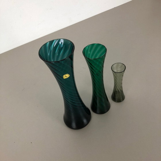 Image 1 of Set of 3 vintage hand blown crystal vases by Alfred Taube, Germany 1960