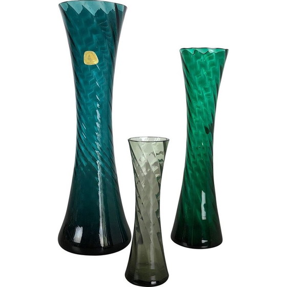 Image 1 of Set of 3 vintage hand blown crystal vases by Alfred Taube, Germany 1960