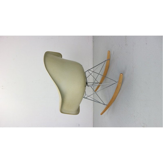 Image 1 of Vintage rocking chair in fiberglass and blue leatherette by Herman Miller for Eames, 1970
