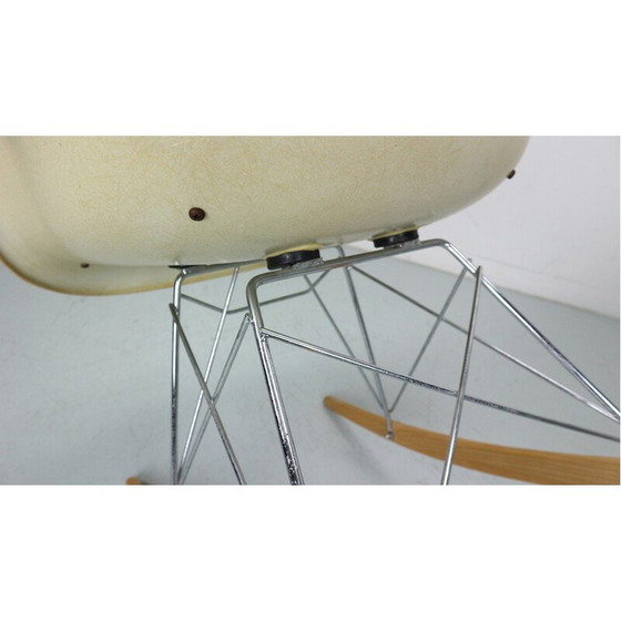 Image 1 of Vintage rocking chair in fiberglass and blue leatherette by Herman Miller for Eames, 1970