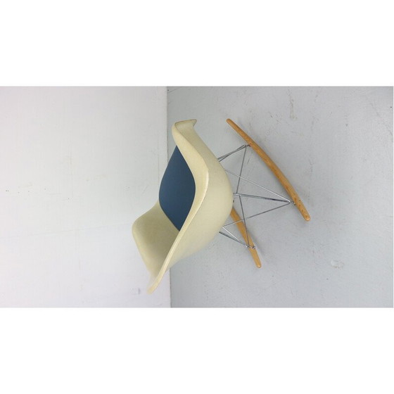 Image 1 of Vintage rocking chair in fiberglass and blue leatherette by Herman Miller for Eames, 1970