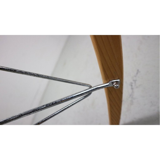 Sedia a dondolo vintage in fibra di vetro e similpelle blu di Herman Miller per Eames, 1970