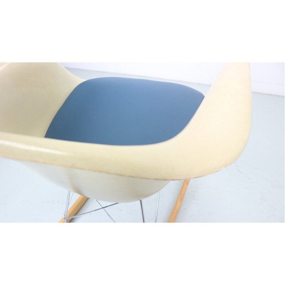 Image 1 of Vintage rocking chair in fiberglass and blue leatherette by Herman Miller for Eames, 1970