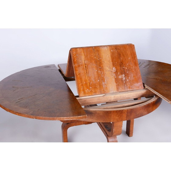 Image 1 of Vintage Art Deco extendable walnut dining table by Halabala for Up Závody, Czechoslovakia 1920
