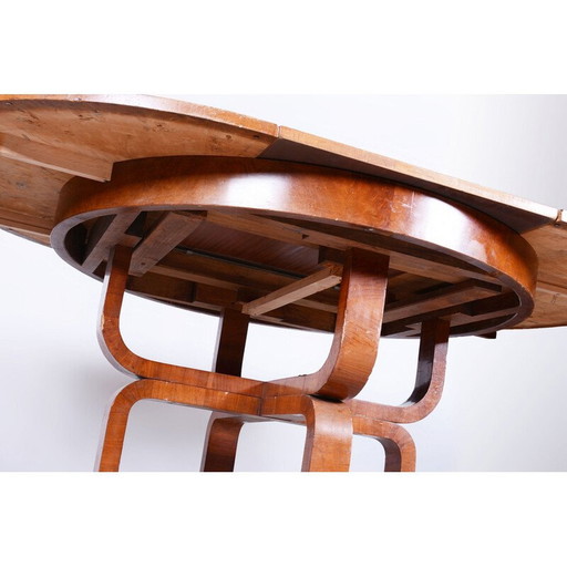 Vintage Art Deco extendable walnut dining table by Halabala for Up Závody, Czechoslovakia 1920