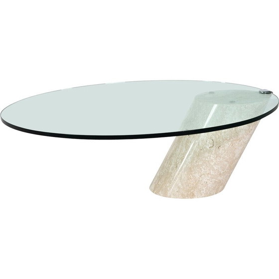 Image 1 of Vintage coffee table model K1000 in travertine and glass for Team Form