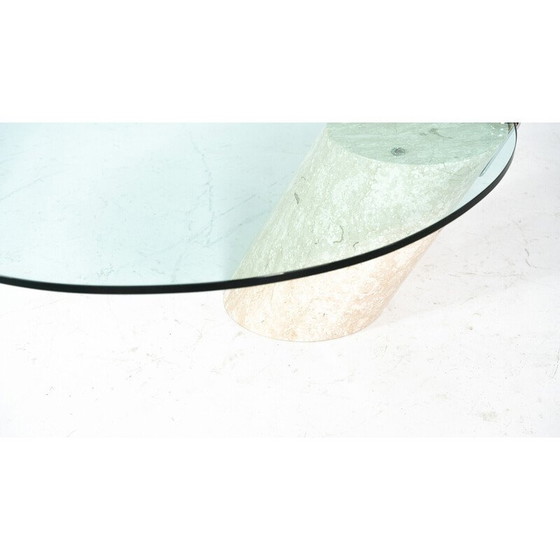 Image 1 of Vintage coffee table model K1000 in travertine and glass for Team Form