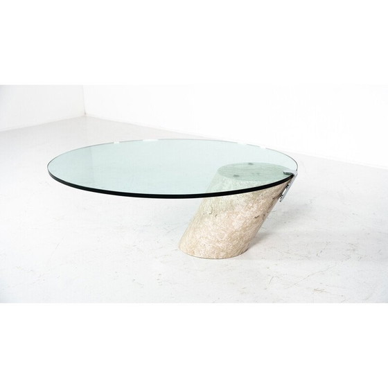 Image 1 of Vintage coffee table model K1000 in travertine and glass for Team Form