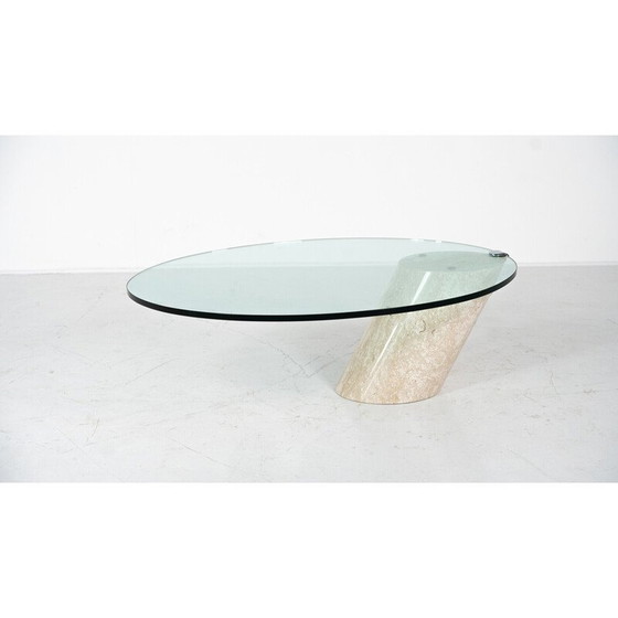 Image 1 of Vintage coffee table model K1000 in travertine and glass for Team Form
