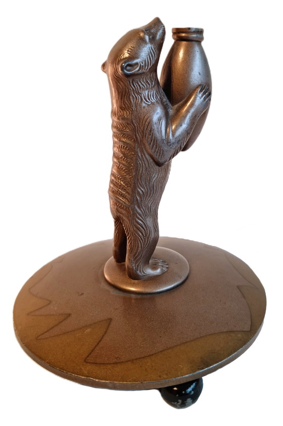 Image 1 of Art Deco Sculpture Bear with a Honey Pot