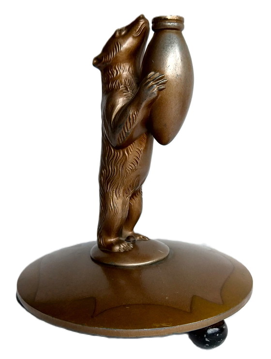 Image 1 of Art Deco Sculpture Bear with a Honey Pot