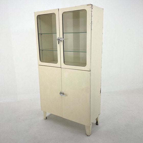 Image 1 of Vintage metal and glass cabinet by Smrečina Oz Pukavec, Czechoslovakia 1950s