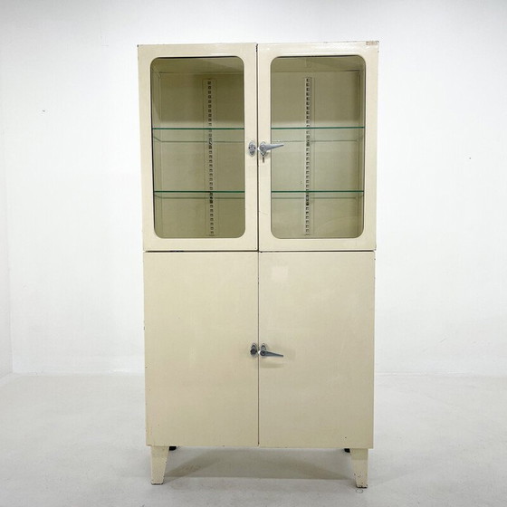 Image 1 of Vintage metal and glass cabinet by Smrečina Oz Pukavec, Czechoslovakia 1950s