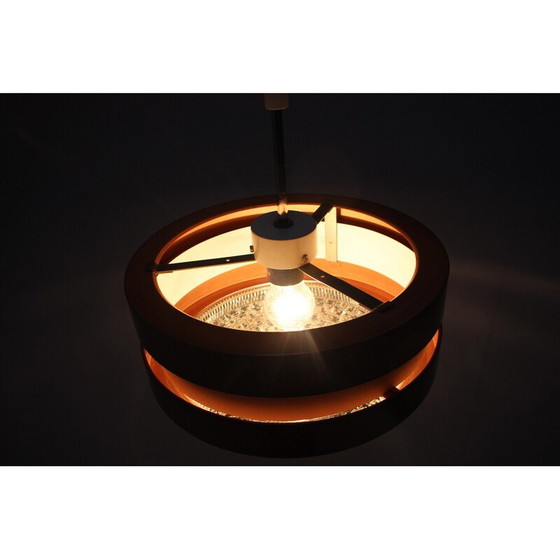 Image 1 of Mid-century glass and copper pendant lamp, Germany 1970s