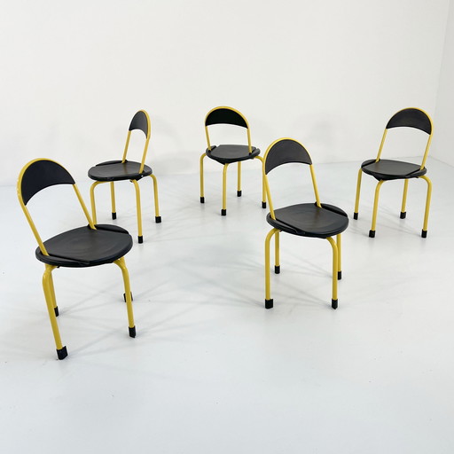 Yellow Clack Folding Chairs By Lucci & Orlandini For Lamm, 1980S