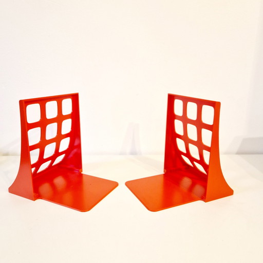 70'S Set Of 2 Orange Bookends Space Age