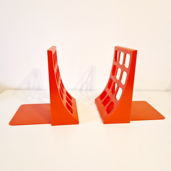 Image 1 of 70'S Set Of 2 Orange Bookends Space Age