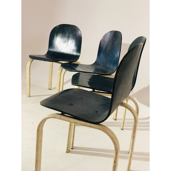 Image 1 of Set di 4 sedie vintage in legno e metallo